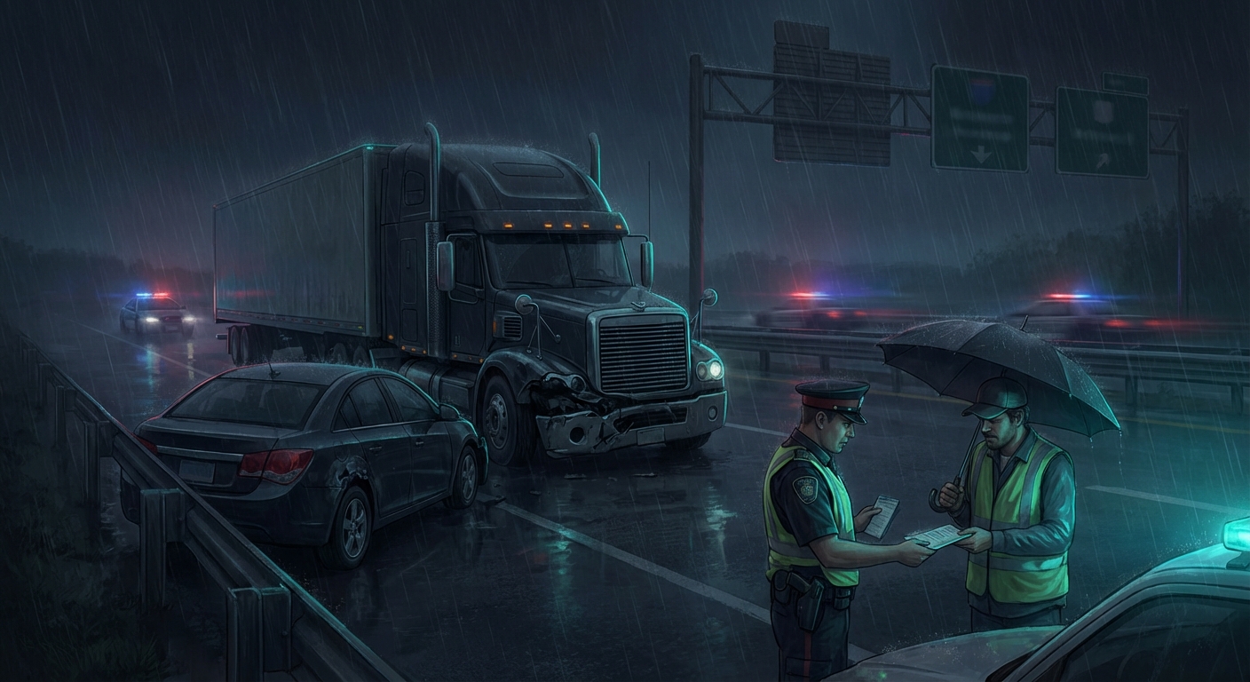 Multi-Vehicle Pile-Up on Highway 401