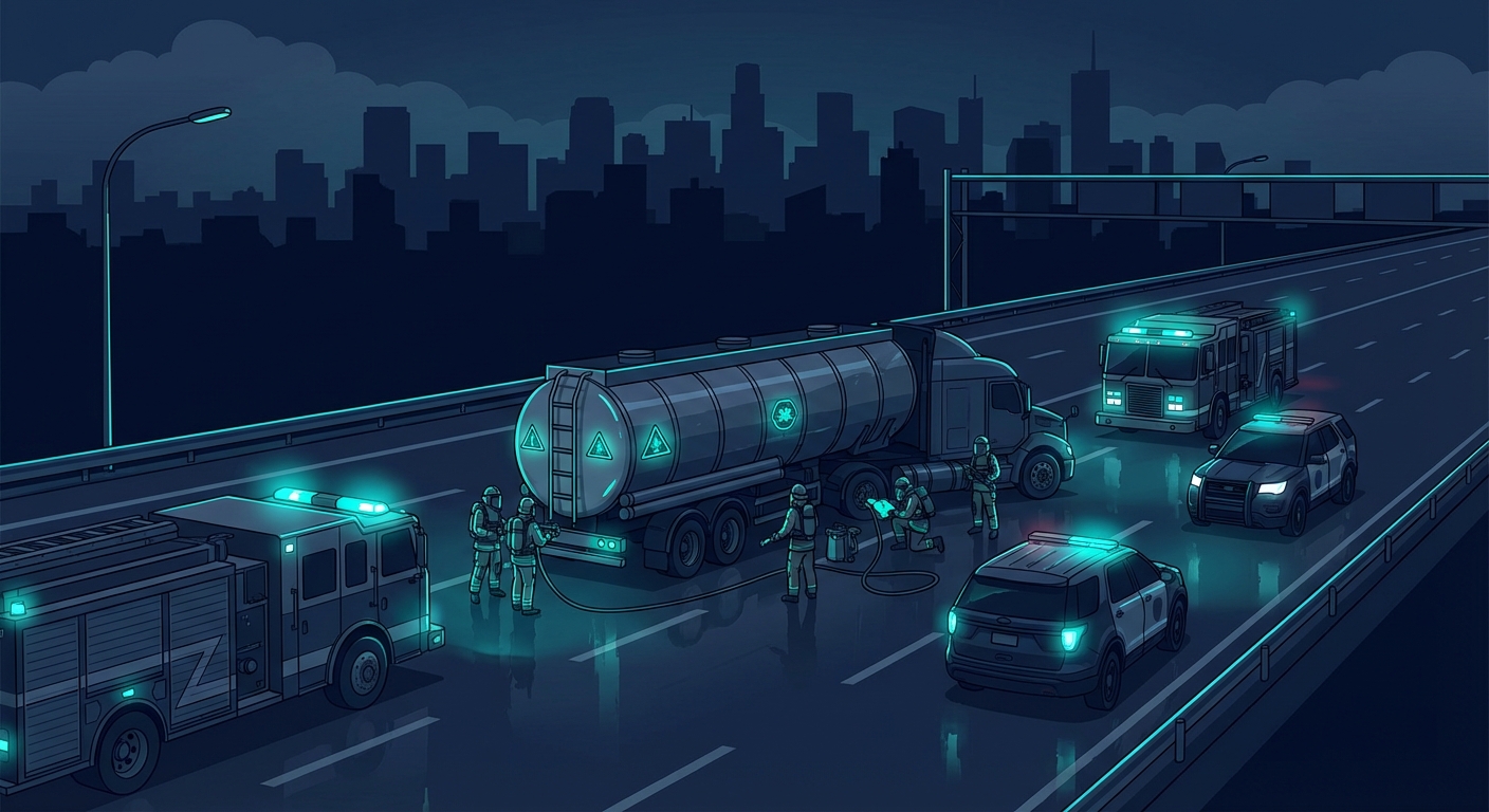 Industrial acid spill at a Mississauga trucking terminal with emergency containment response