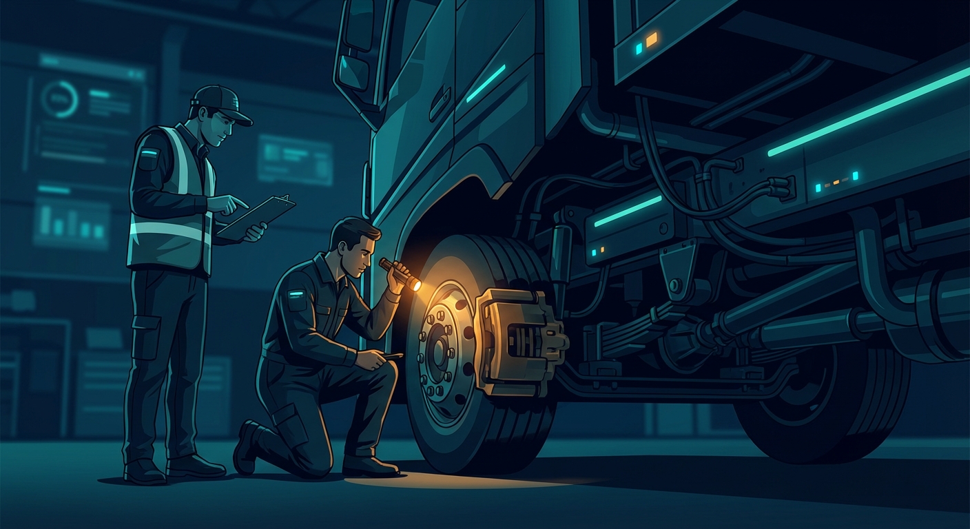 Driver analyzing telematics data on a tablet, which helps lower trucking business insurance costs