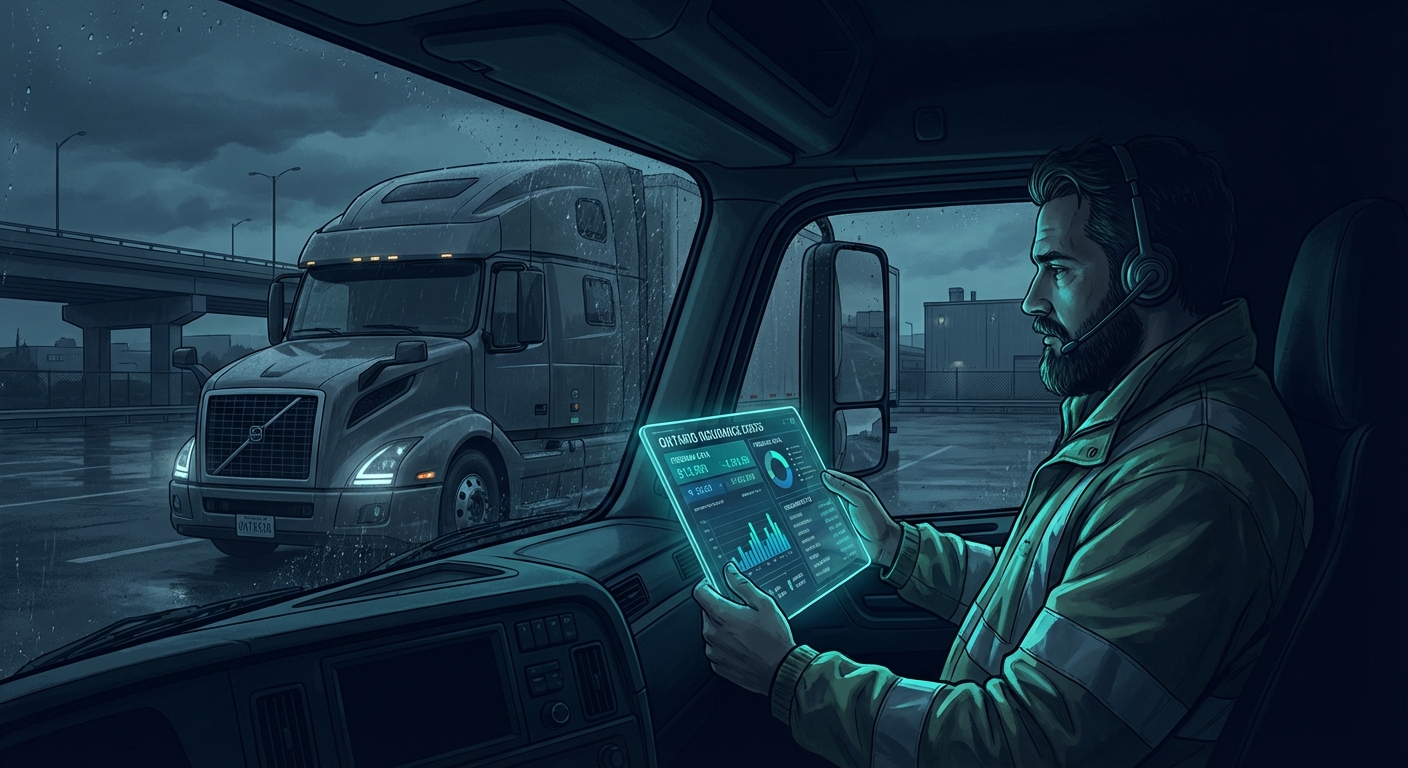 A chart illustrating the various costs that make up a commercial trucking insurance premium in Ontario.