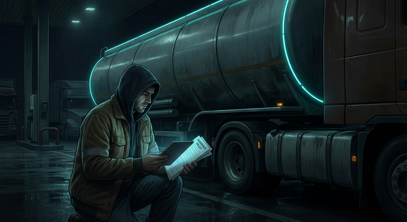 A tanker truck driving on an Ontario highway, representing tanker truck insurance