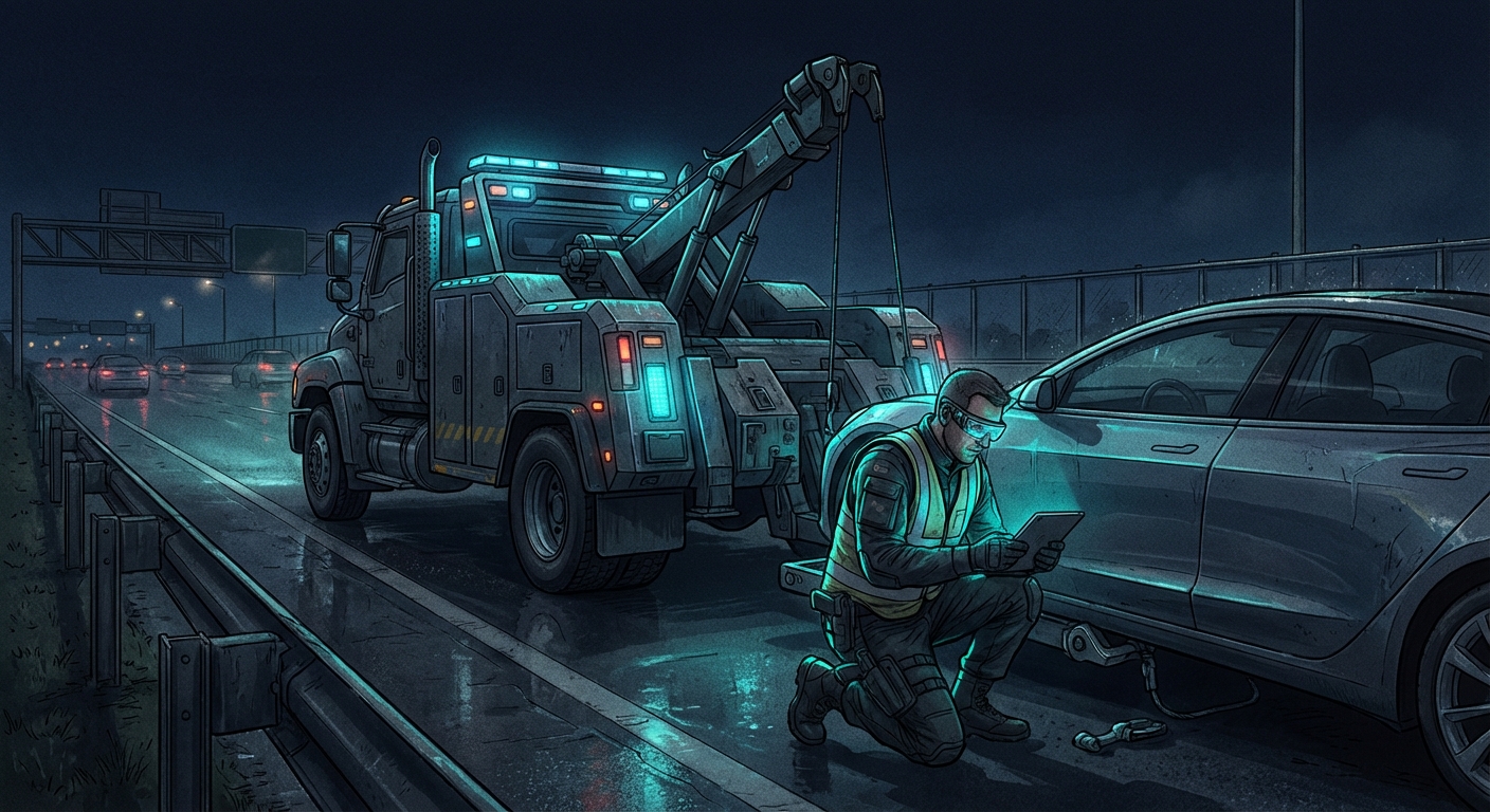 A tow truck operating on an Ontario highway