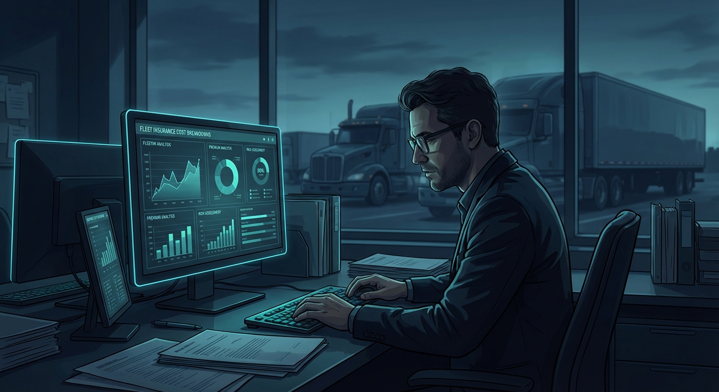 A dashboard showing a truck's telematics data, related to insurance cost monitoring.