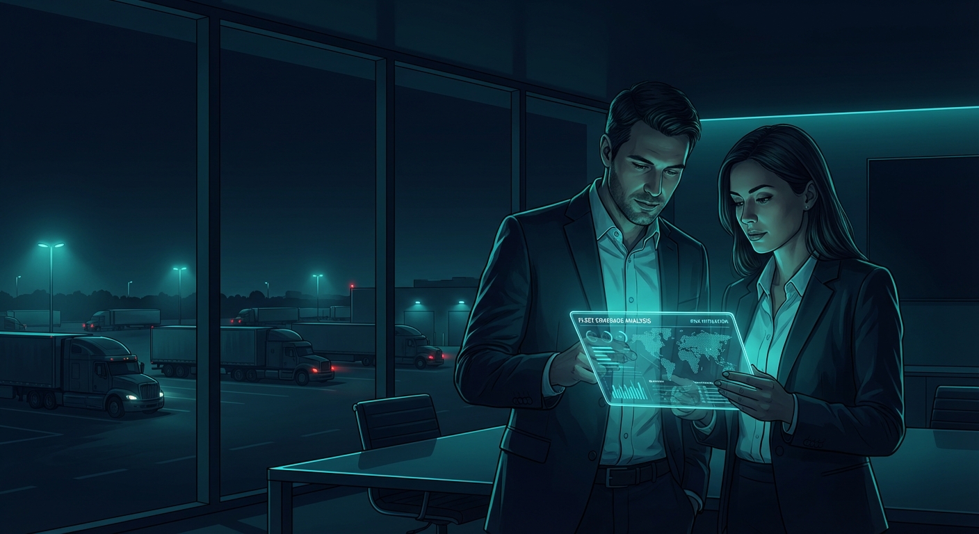 Fleet manager reviewing CVOR compliance documents and insurance certificates at a desk