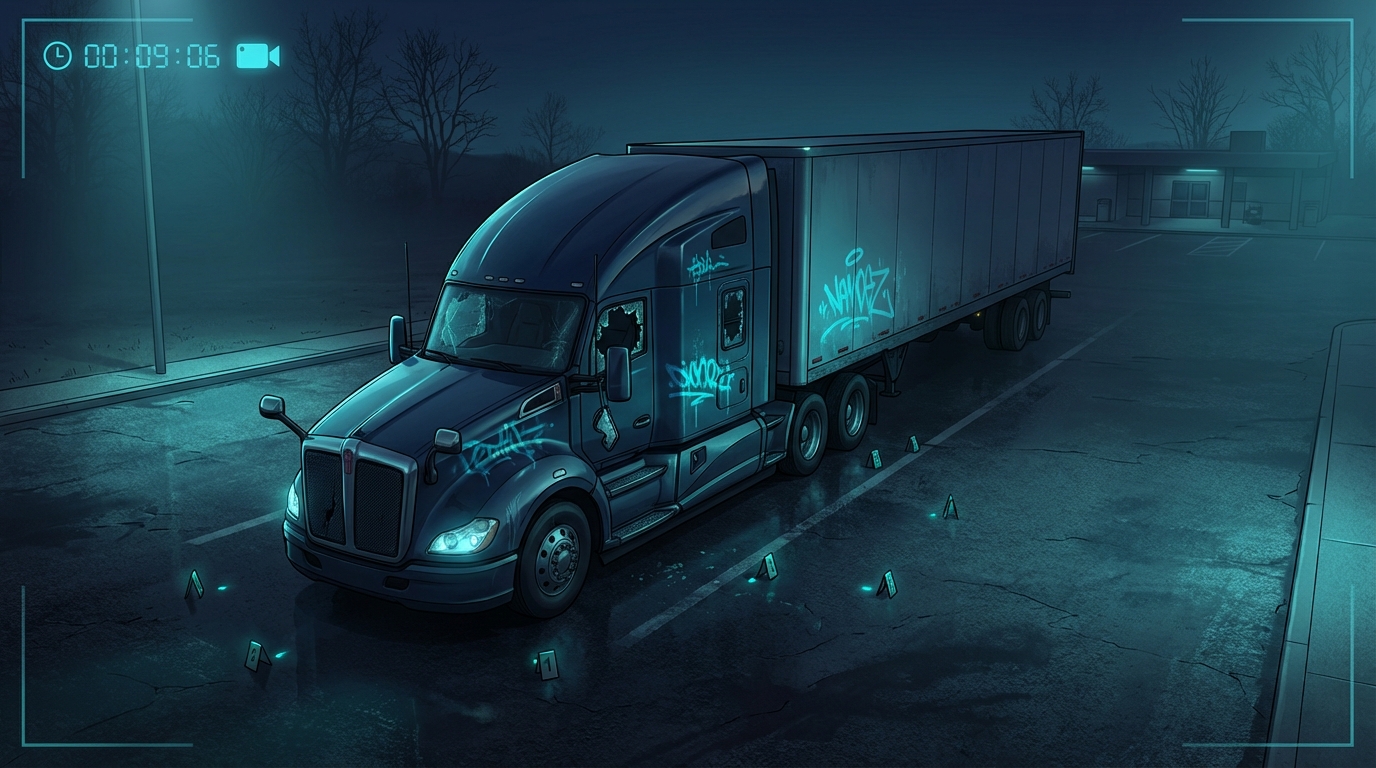 Vandalism at Truck Stop