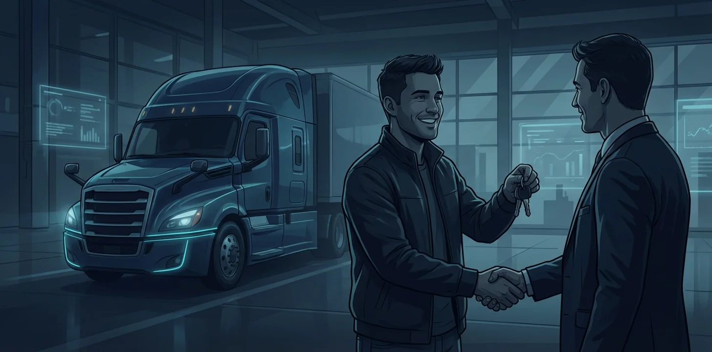 New trucker receiving keys to their first semi-truck