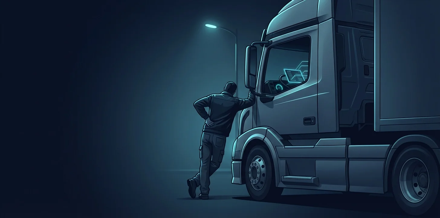 Trucker stretching near their truck, illustrating occupational health